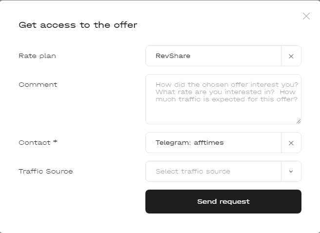offer request form