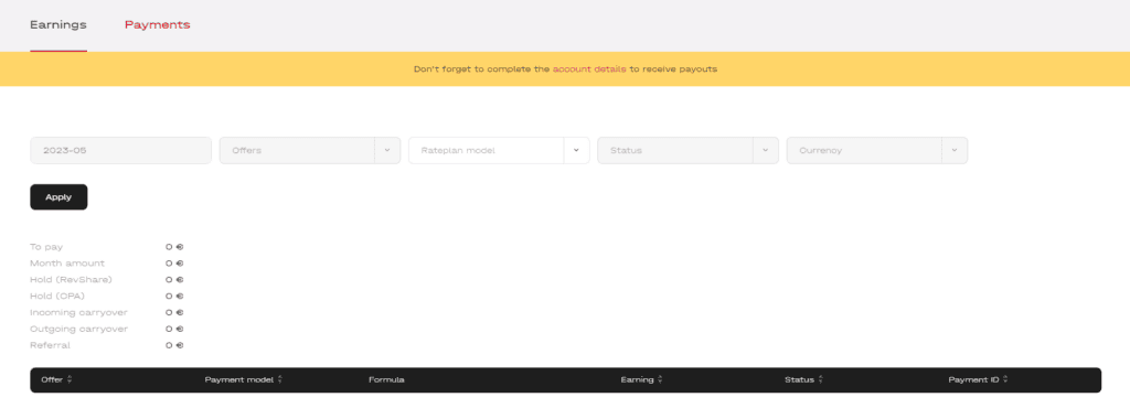 earnings section