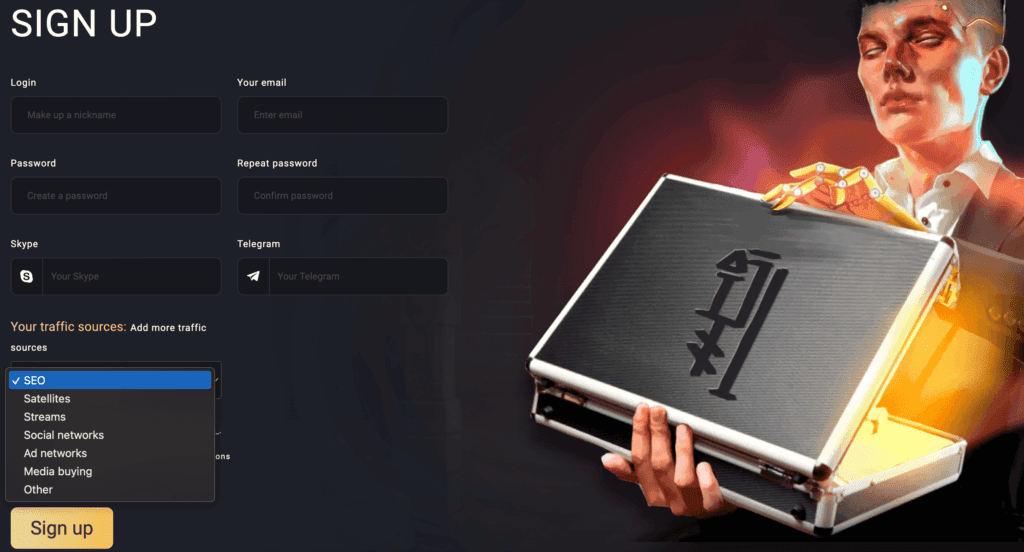 sign up page
