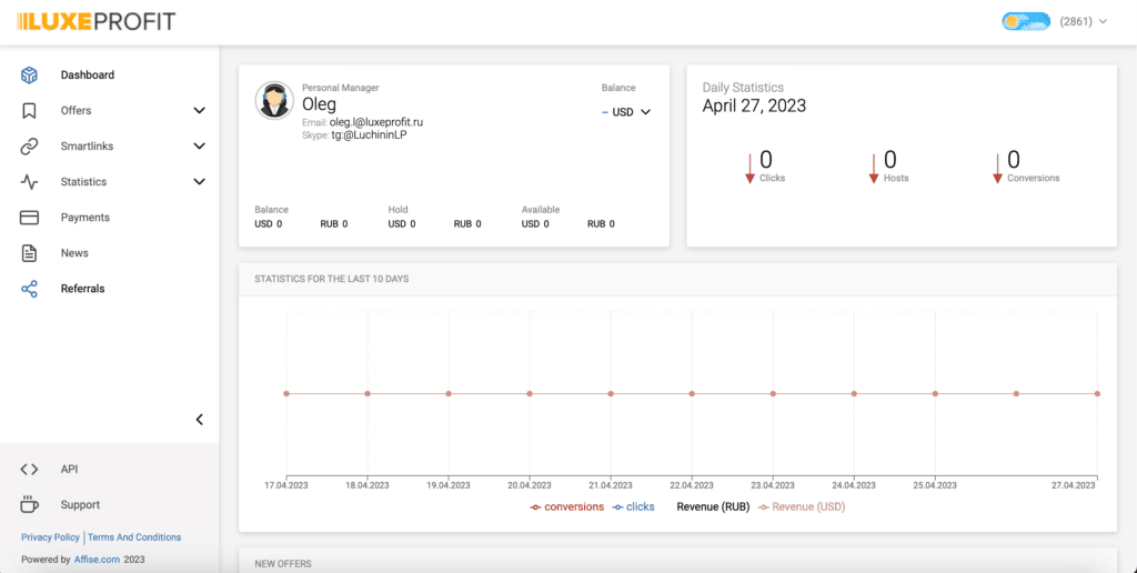dashboard section