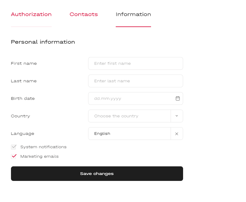 profile section with additional information