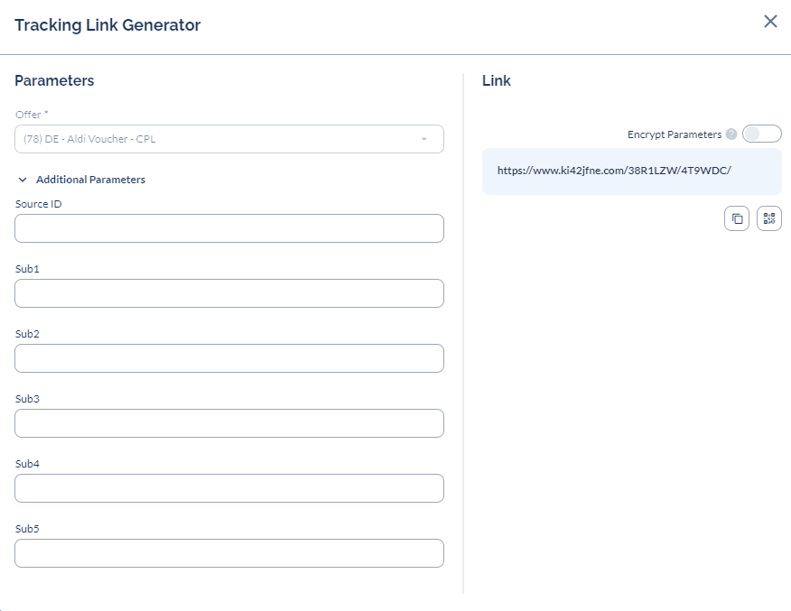 tracking link generator section