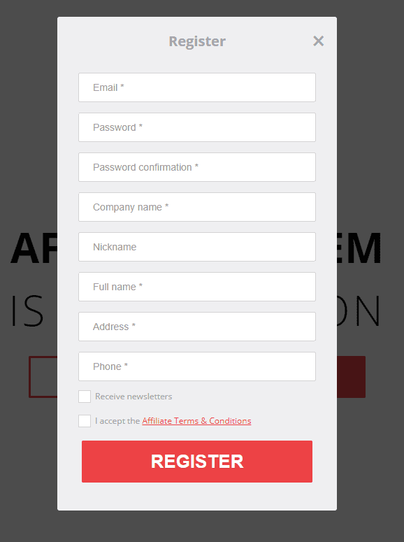 registration page