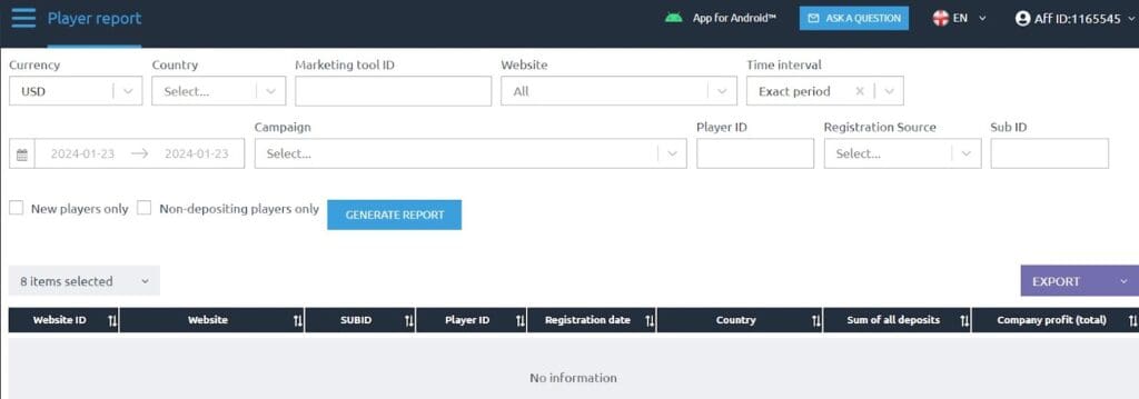 player report tab