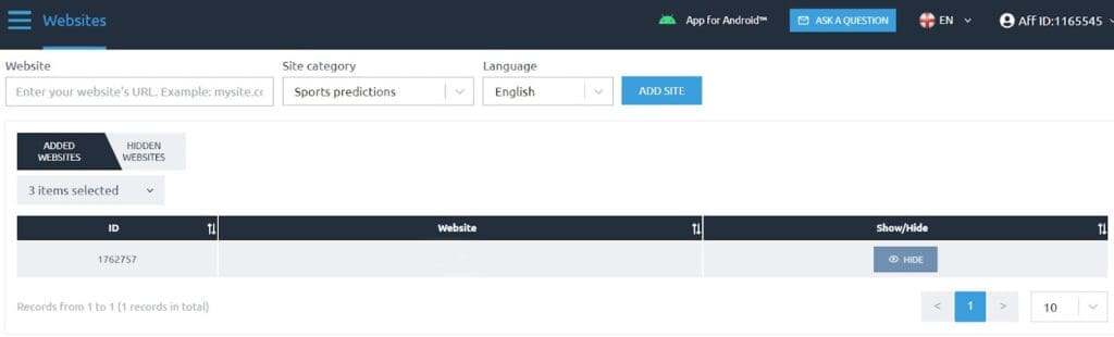 websites section