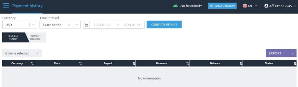 payment history page