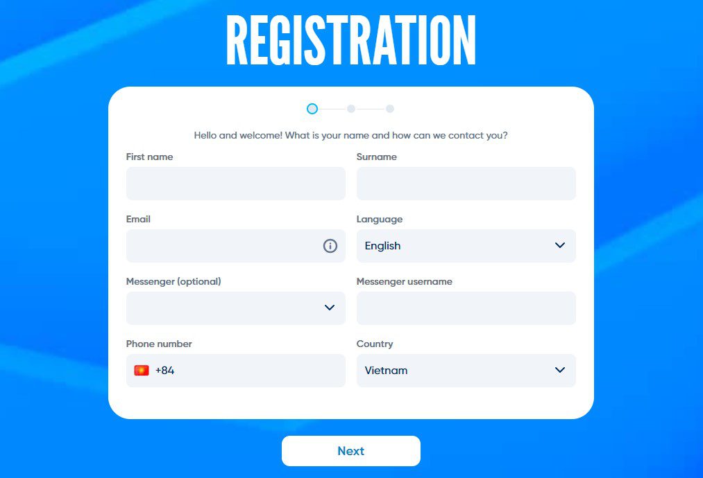 registration process in 1xbet partners