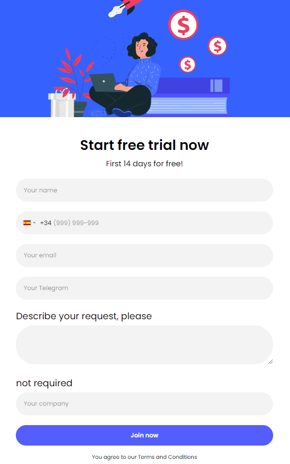 alanbase's homepage sign-up window