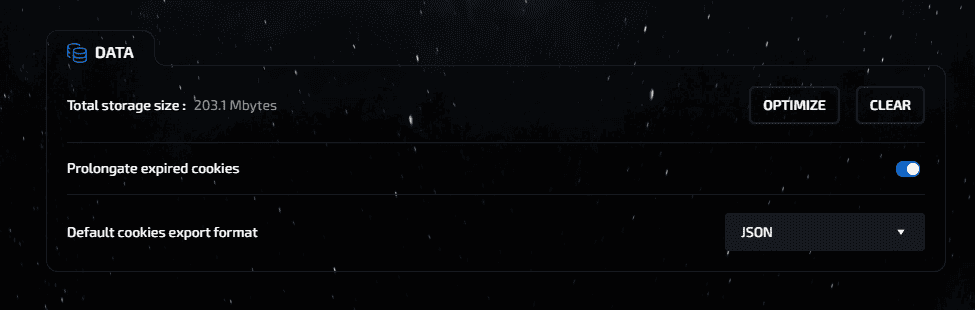 data settings