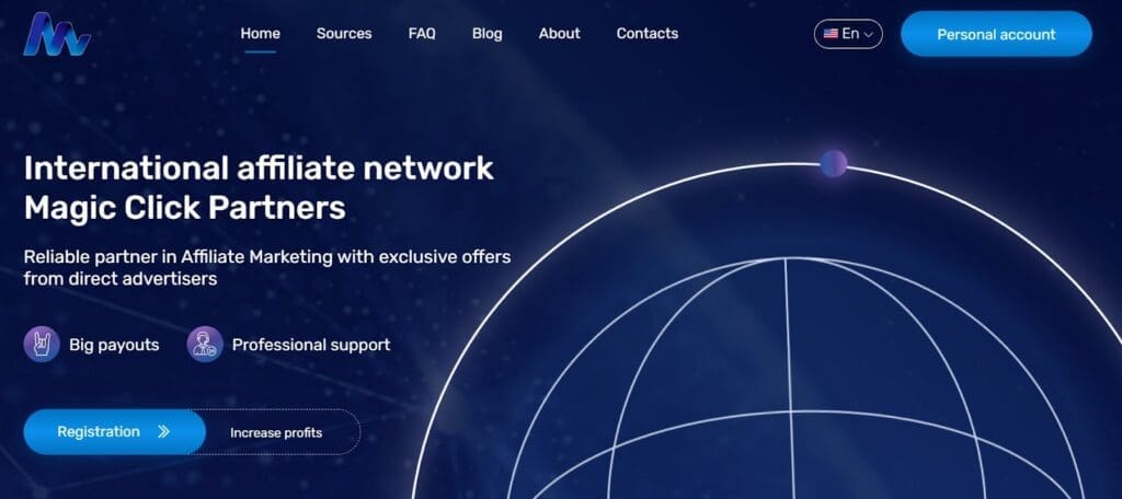 magic click partners homepage screenshot