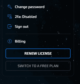 license management tab