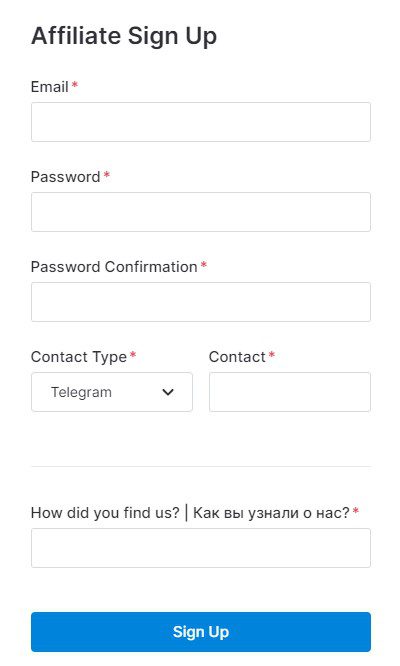 sign up page