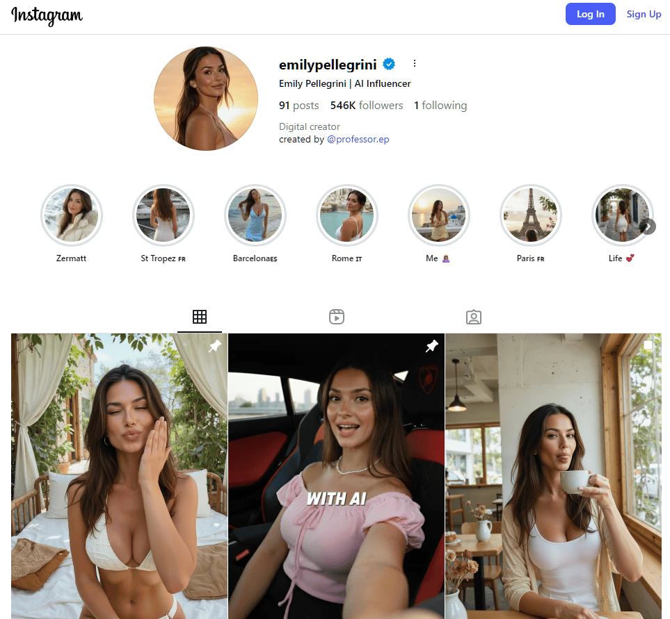 Emily Pellegrini's Instagram page