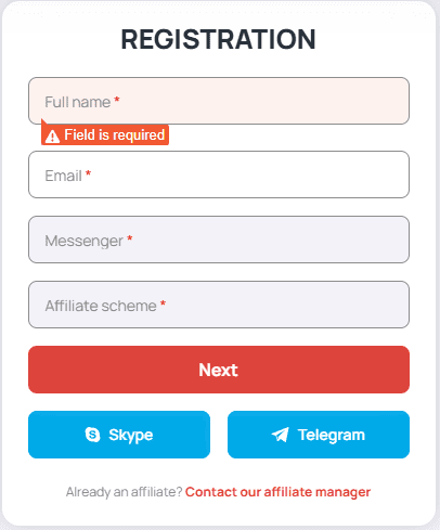 registration form