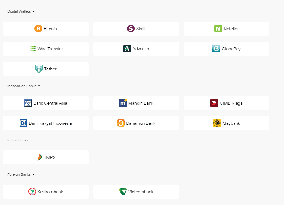 available withdrawal options