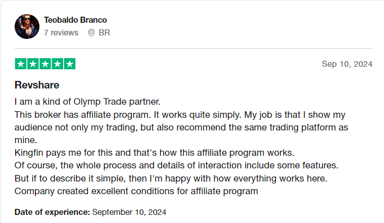 a review by an affiliate