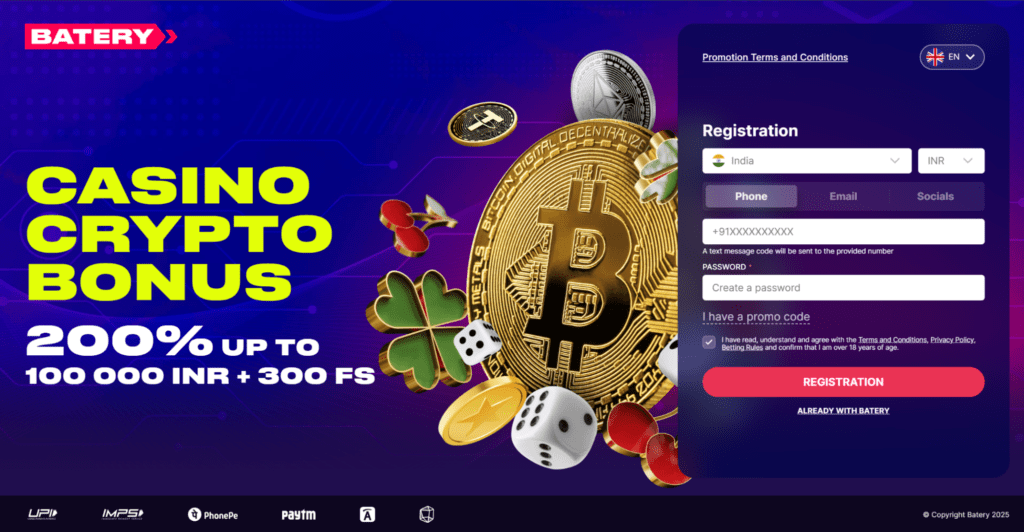 landing page for the casino crypto in india