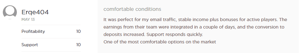 a review by an affiliate