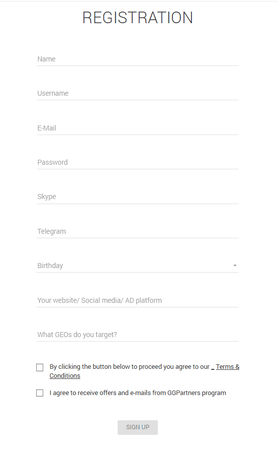 registration form