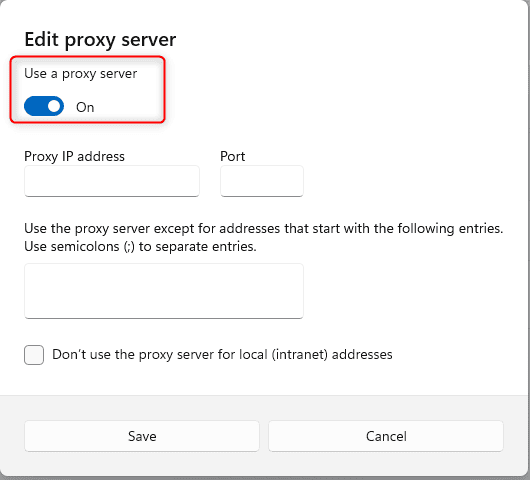 edit proxy server on windows