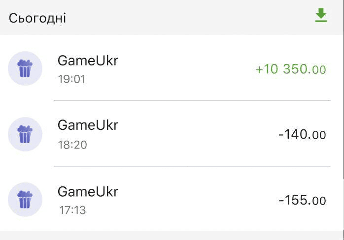 A forged screenshot from Ukraine’s PrivatBank app demonstrating deposits and payouts from a casino, used in ads & promotions to “prove the trustworthiness of the resource.”