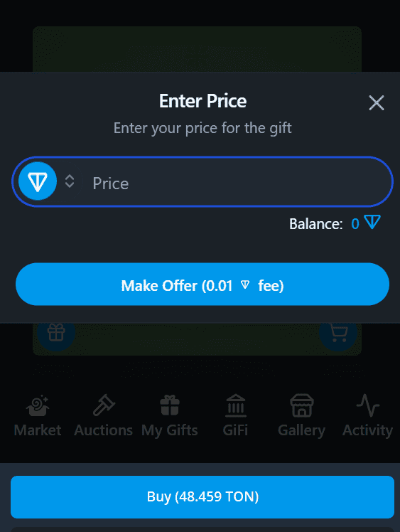 The process of the deal in the auction channel Telegram Gifts Marketplace, pt.3