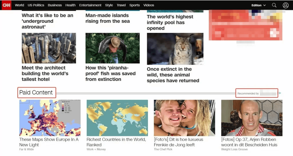 recommended content blocks on CNN