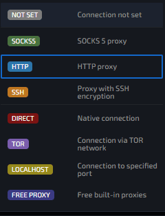 type of proxies selection